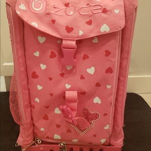 Pink zuca rolling bookbag